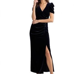 Shoshanna Ada Puff-Sleeve Slit Dress